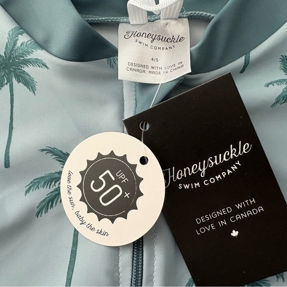 Honeysuckle Swim Palm Tree Print Kids Swim Shirt - Picture 2 of 2